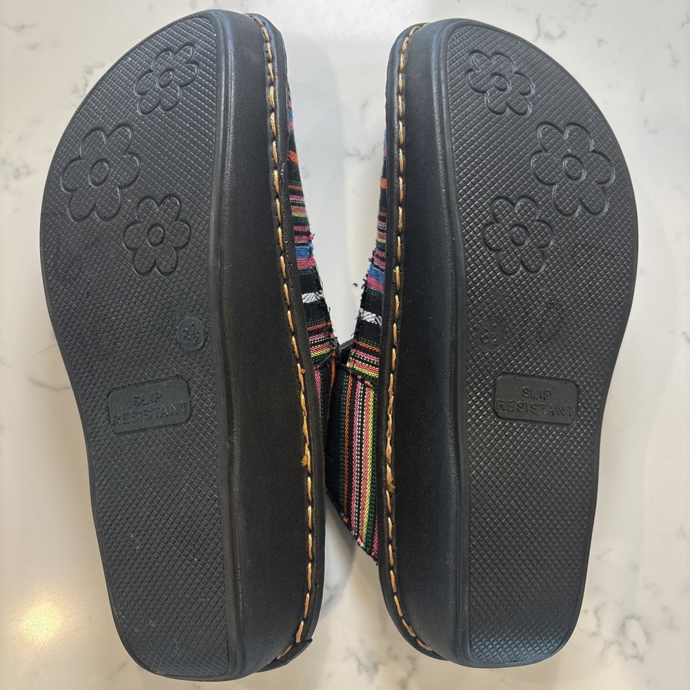 INGARO Happy SlipOn Clogs BuckleFabric Stripe Hippie Boho Comfort Women SZ 8.5 - Picture 5 of 10